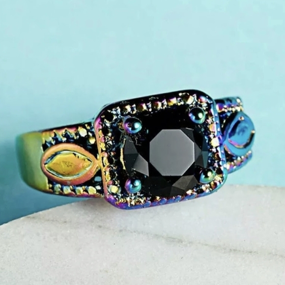 New Black Spinnel Rainbow Hematite Ring. - Picture 5 of 6